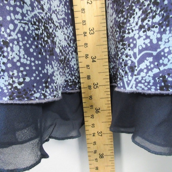 Sundance 100% Silk Maxi Skirt 8 Blue Floral Lined Flowy Layered Boho Casual 150 - Picture 7 of 8
